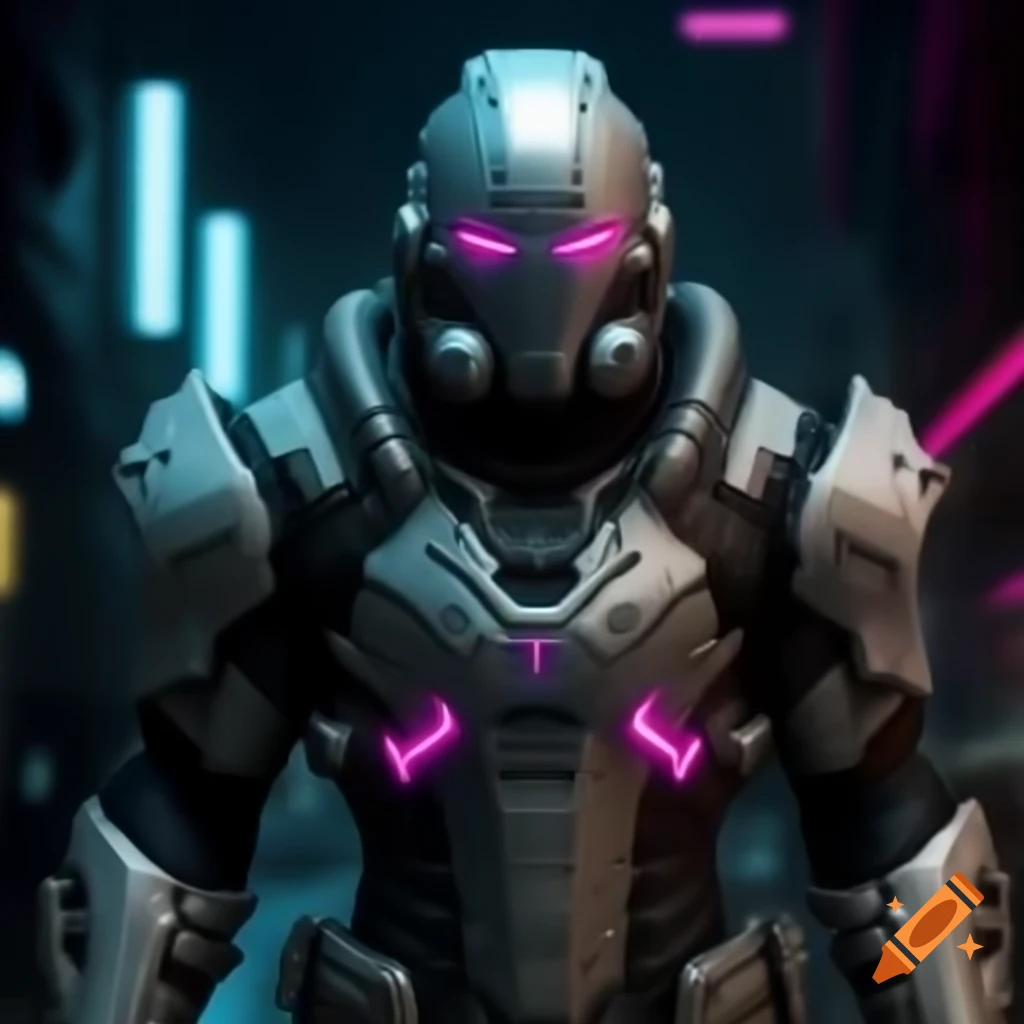 Cyberpunk knight in futuristic armor