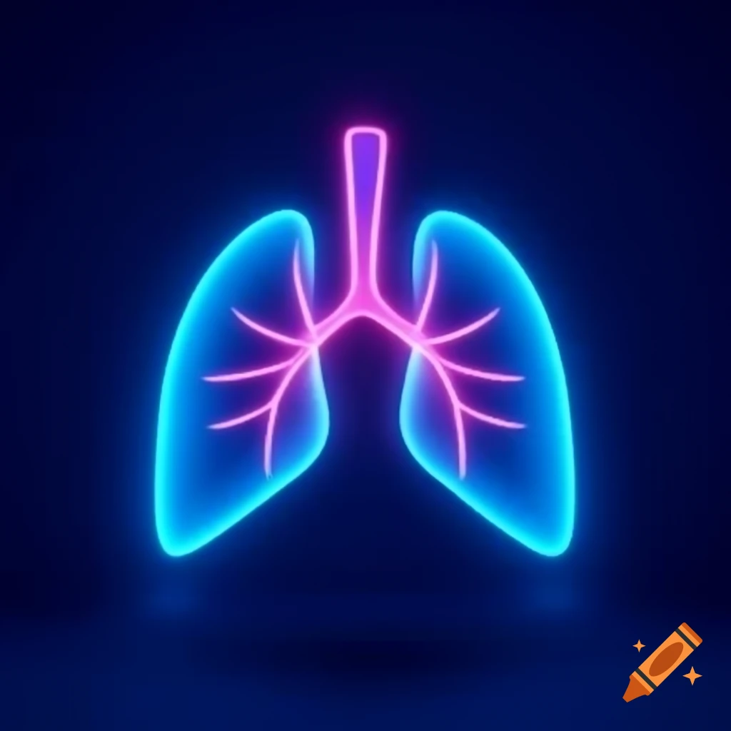 Modern 3D respiratory logo on white background with neon accents
