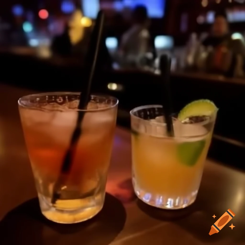 Variety of drinks served at a bar