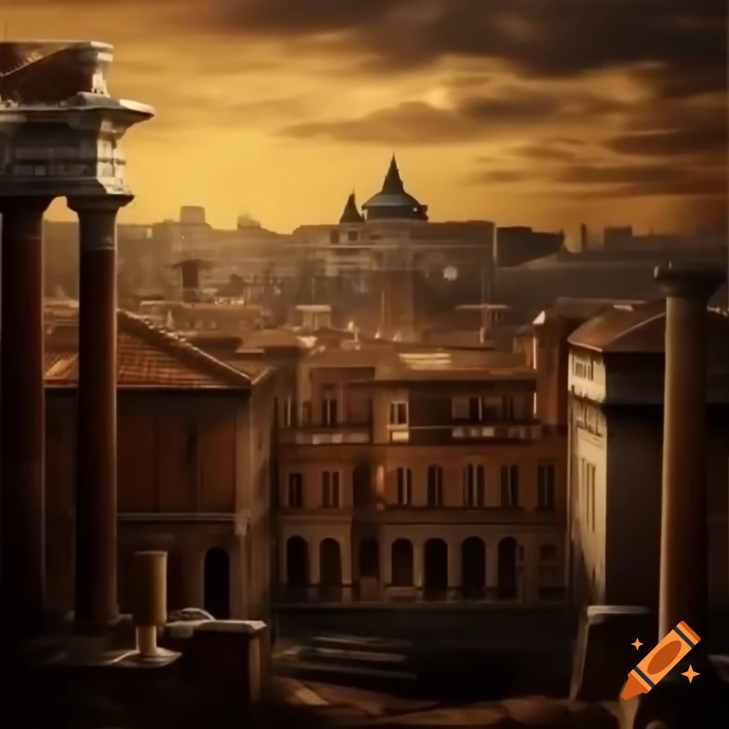 Roman Empire city background with vintage effect