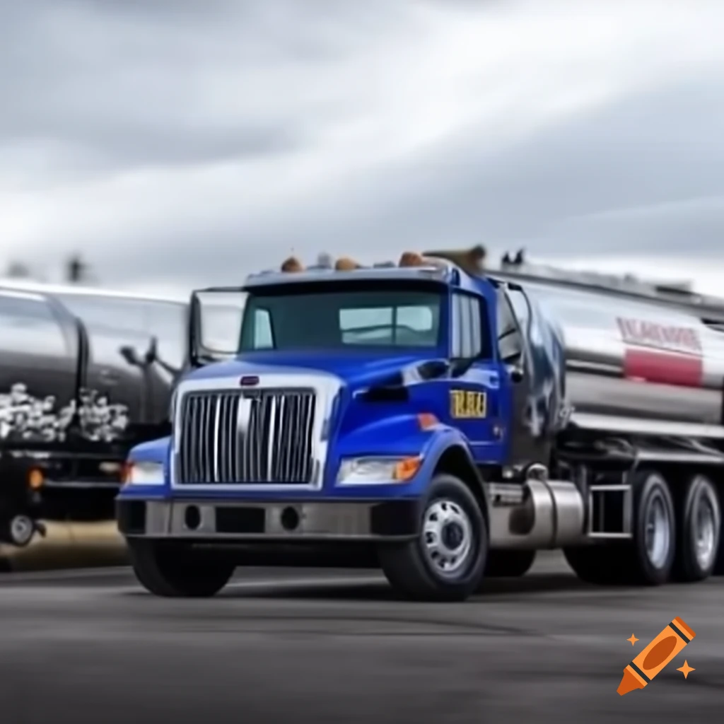 Sewage disposal truck racing down the street