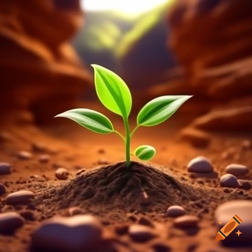Plant growing in a canyon environment