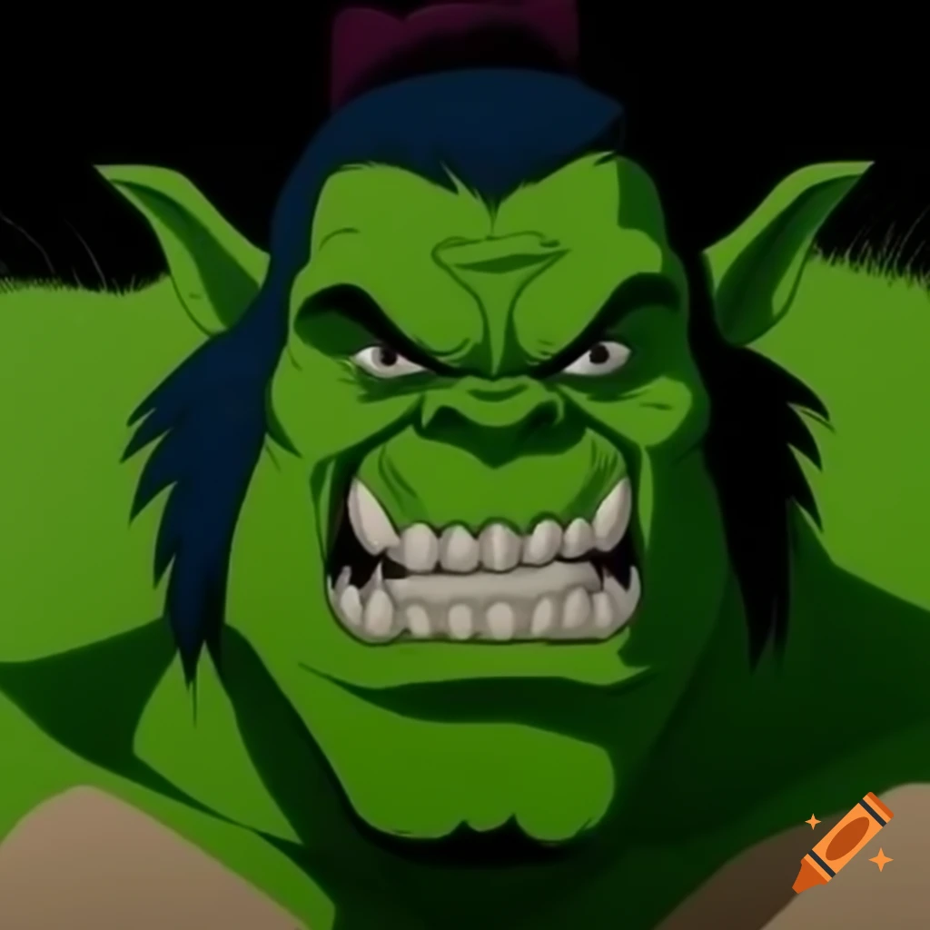 80-90's anime OVA featuring Ron Perlman as green orc with fangs