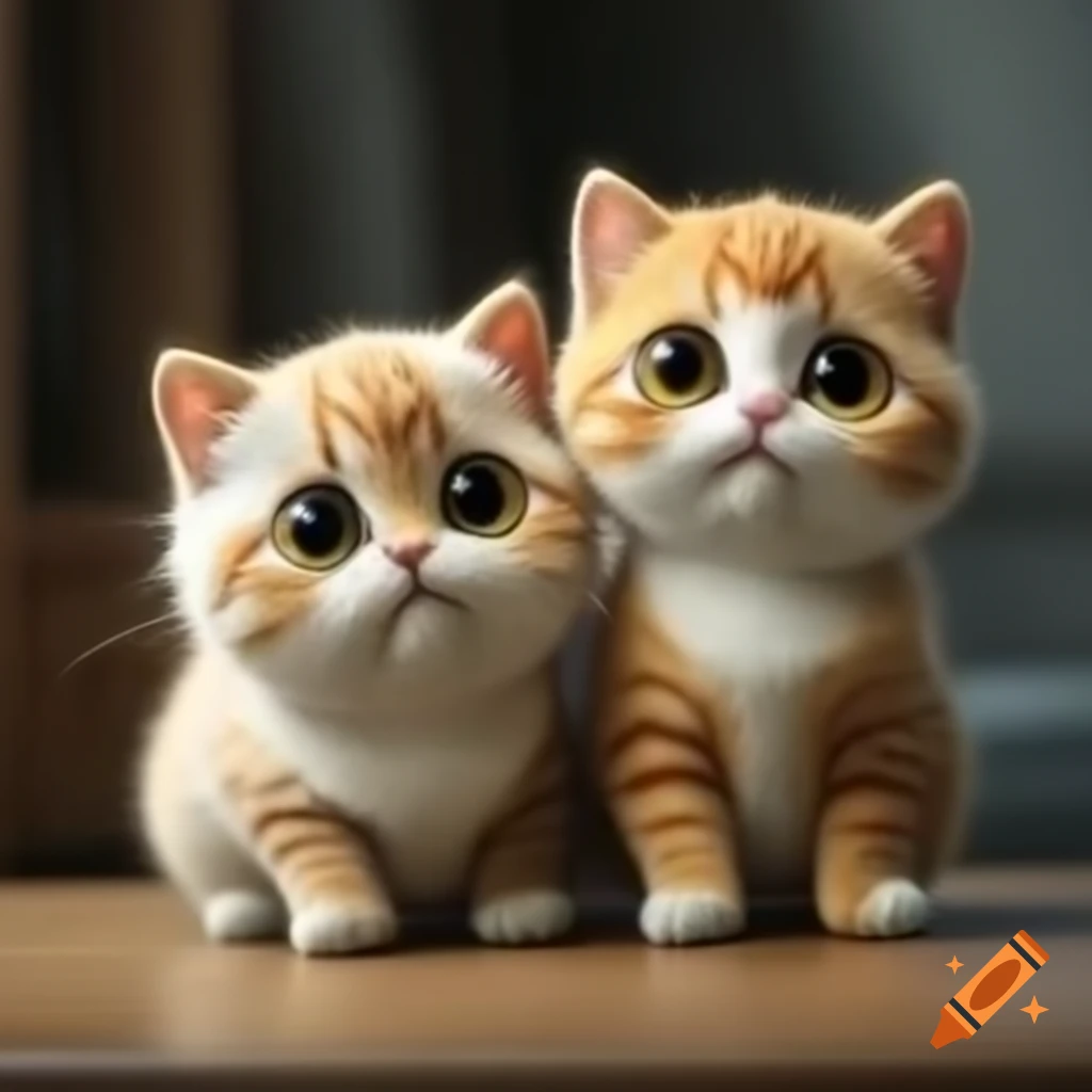 Two cute cats with big eyes
