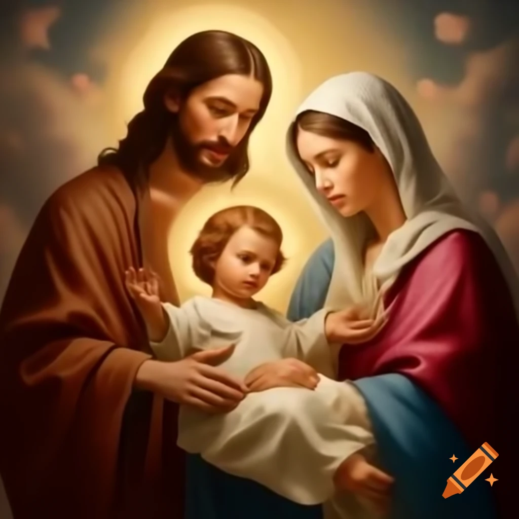 Ultra HD depiction of the Holy Family with Jesus, Mary, and Joseph