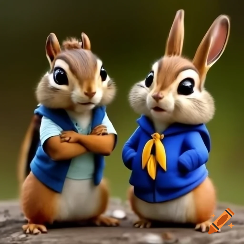 Jonah Chipmunk in sailor suit with Jonathan Jackrabbit in blue jacket