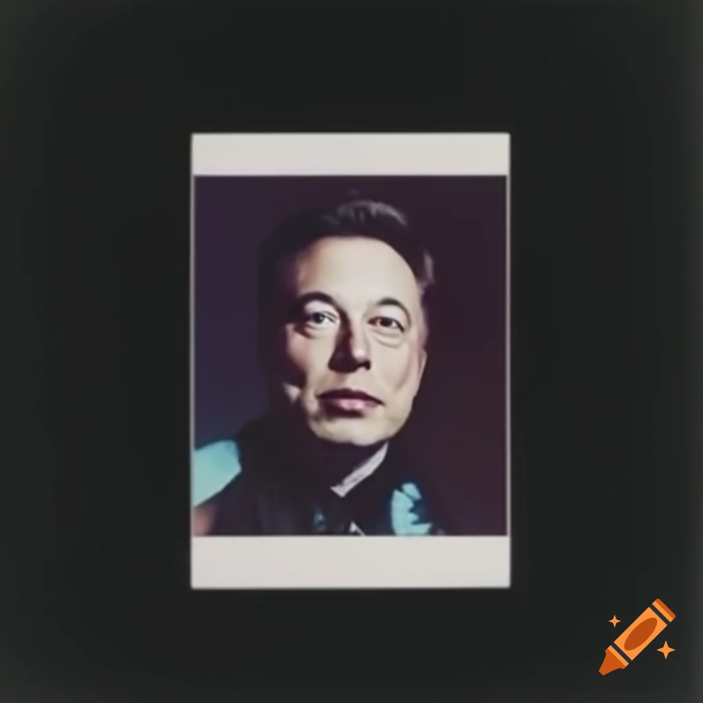 Polaroid portrait of Elon Musk from 2010s, colored