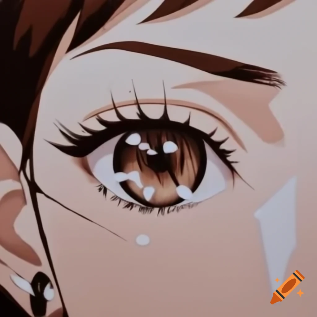 Close-up of almond-shaped eye with vibrant grey color and medium tan skin