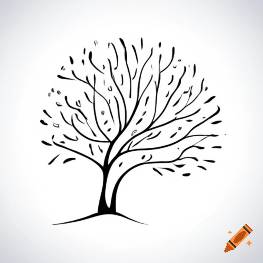 Minimalistic vector drawing of a tree on white background
