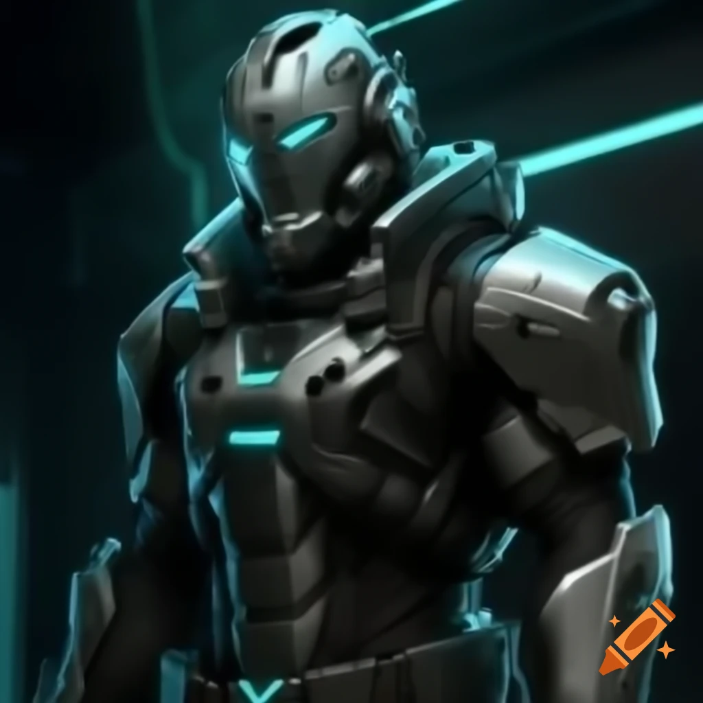 Cyberpunk knight in futuristic armor