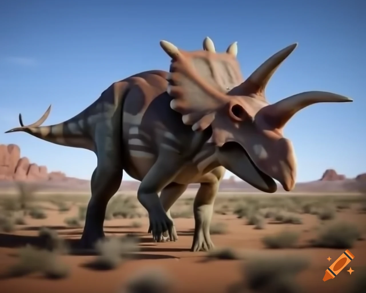 Protoceratops in Arizona desert environment