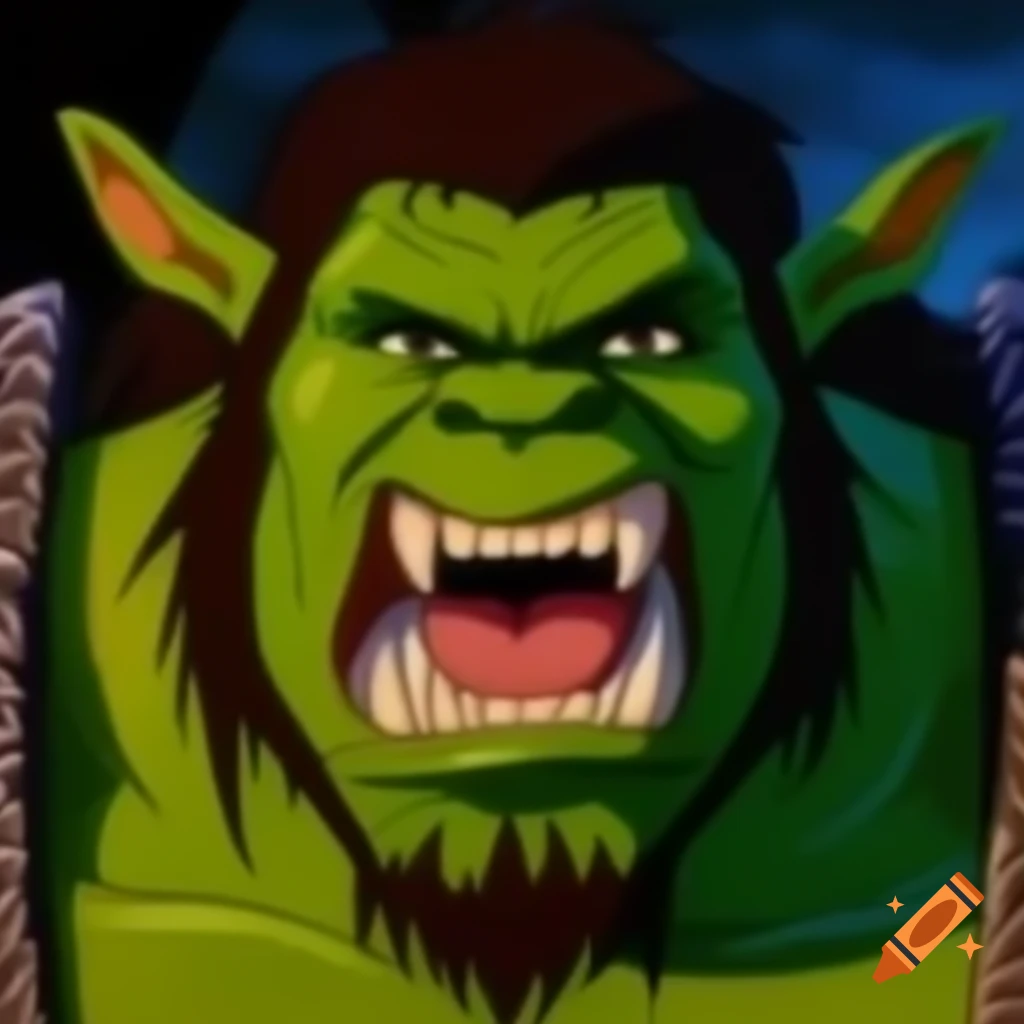80-90's anime OVA featuring Ron Perlman as green orc with fangs