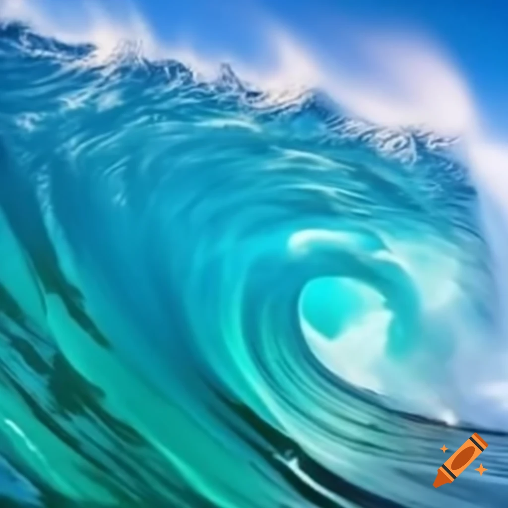 8-bit art of turquoise ocean wave