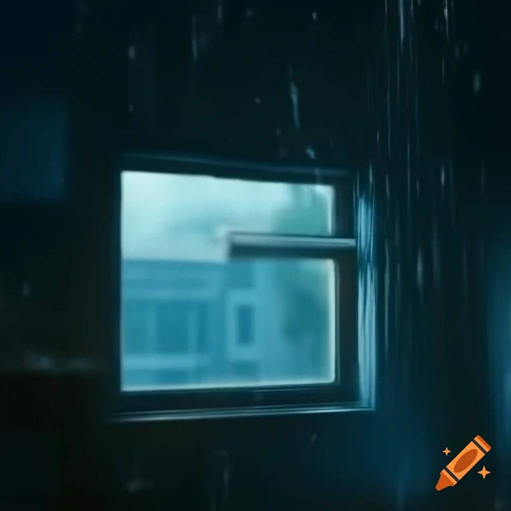 Room with raindrops on window creating a cozy atmosphere on craiyon
