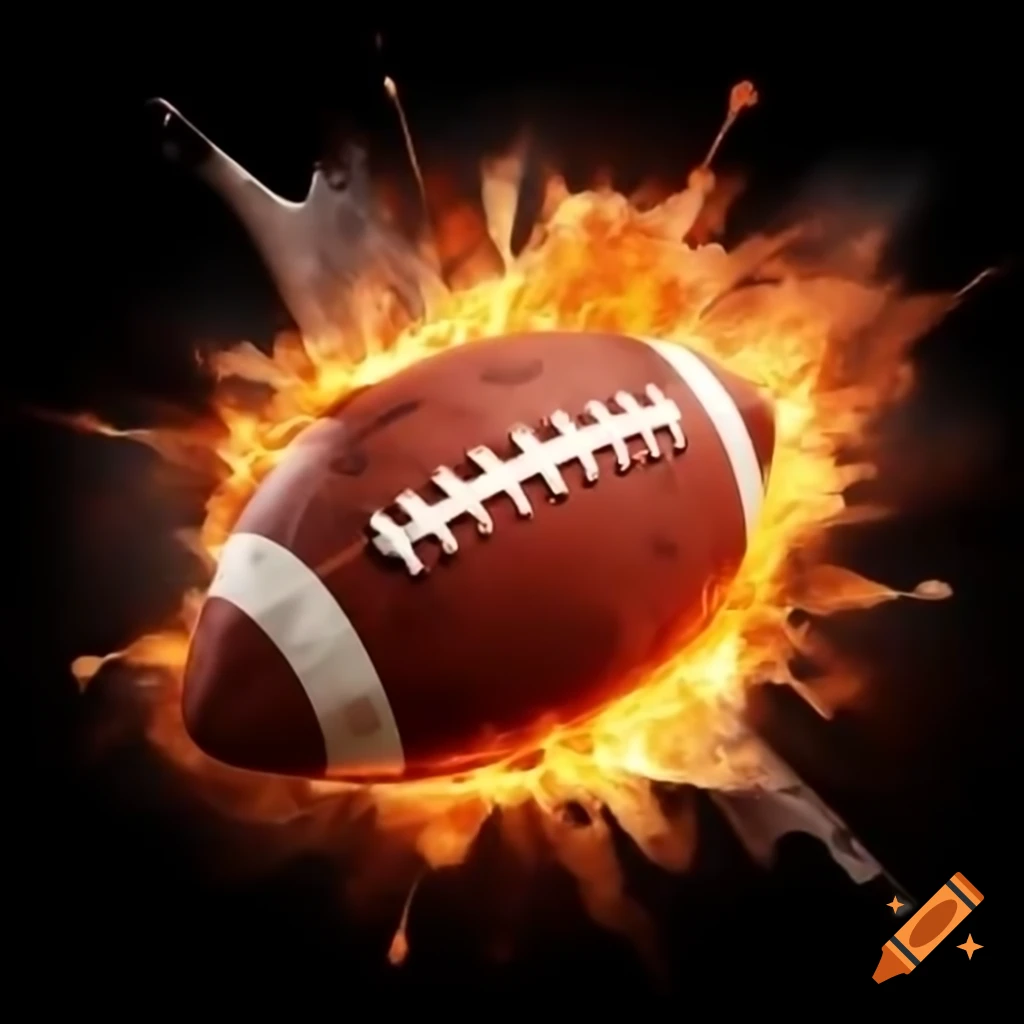 American football bursting apart, dynamic action