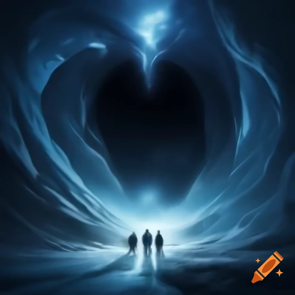Swirling tunnel of time leading to a massive rectangular doorway