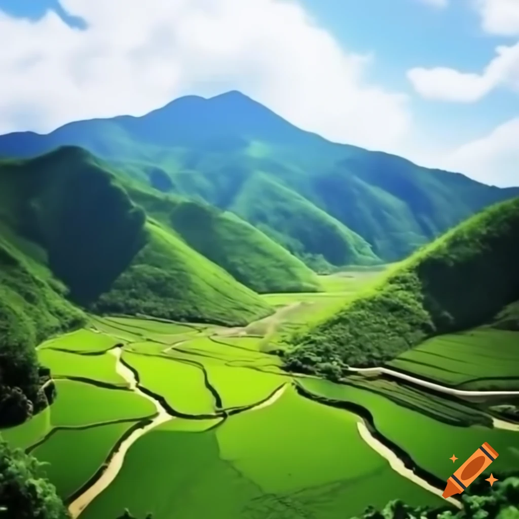 Rolling hills and rice paddies in t hoku region on craiyon