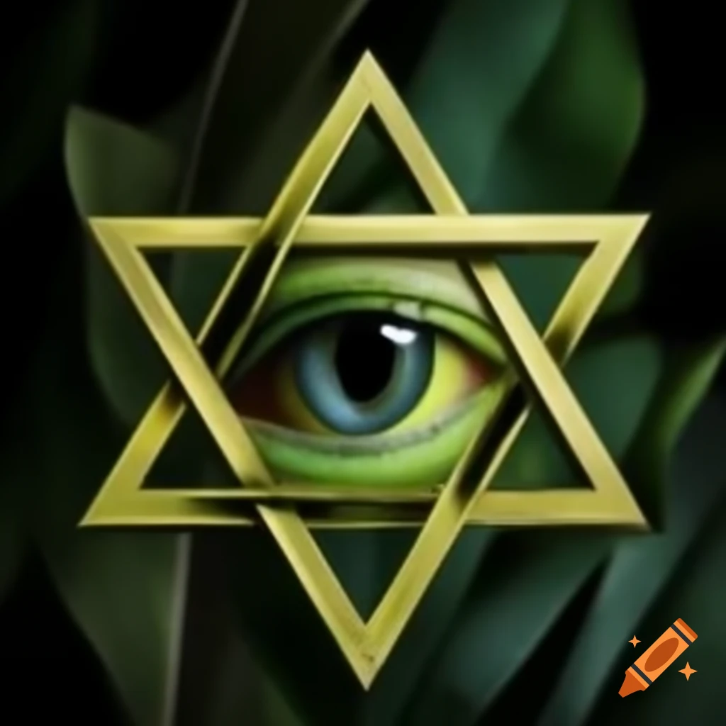 Star of David featuring a reptilian eye centerpiece