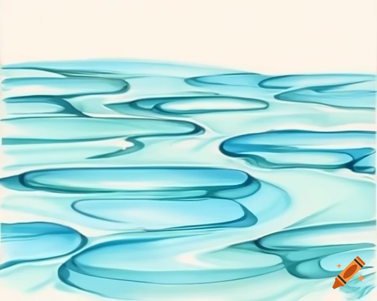 Watercolor painting of rippling stream in aqua blue and green