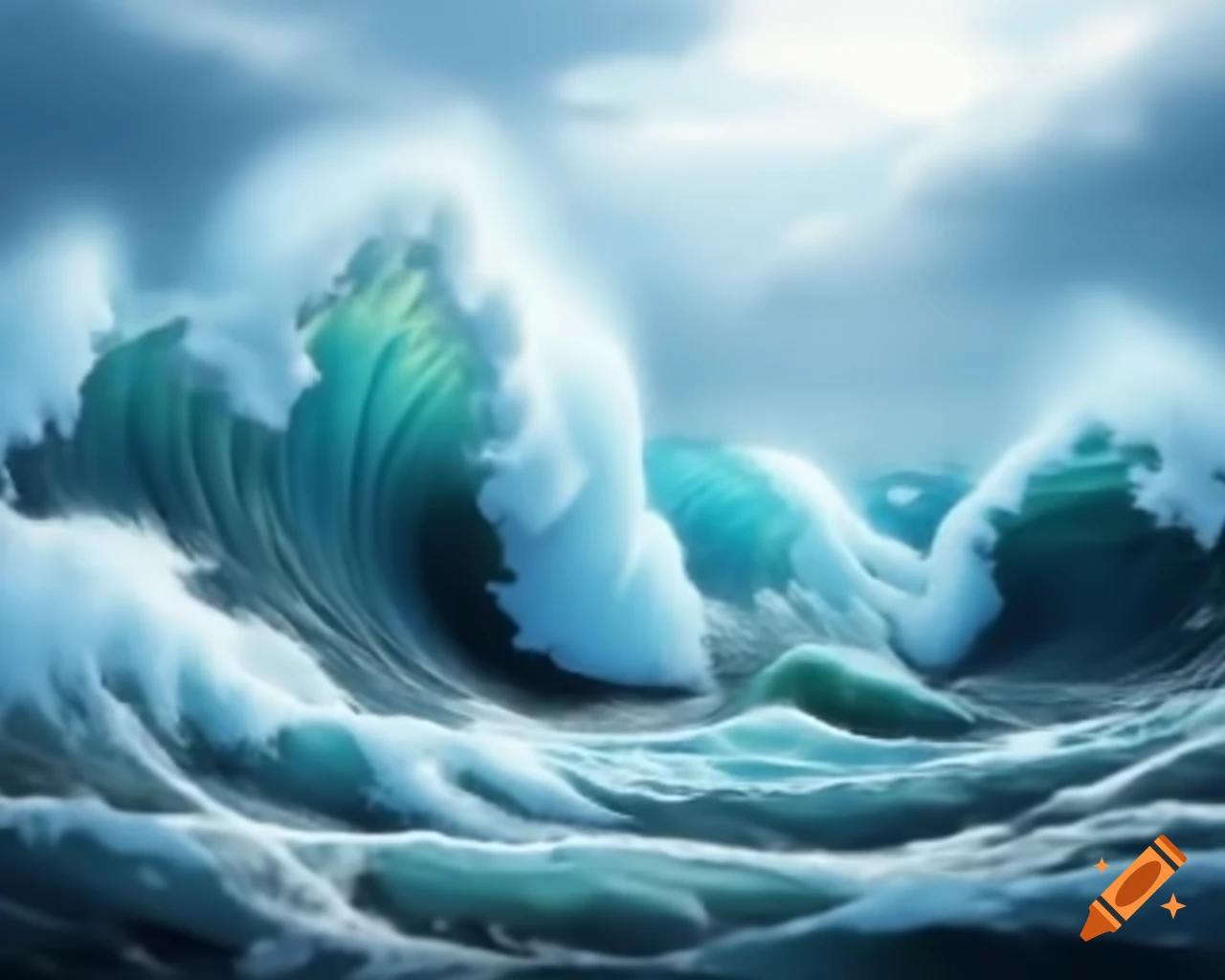 Tsunami striking coastal area in Japan