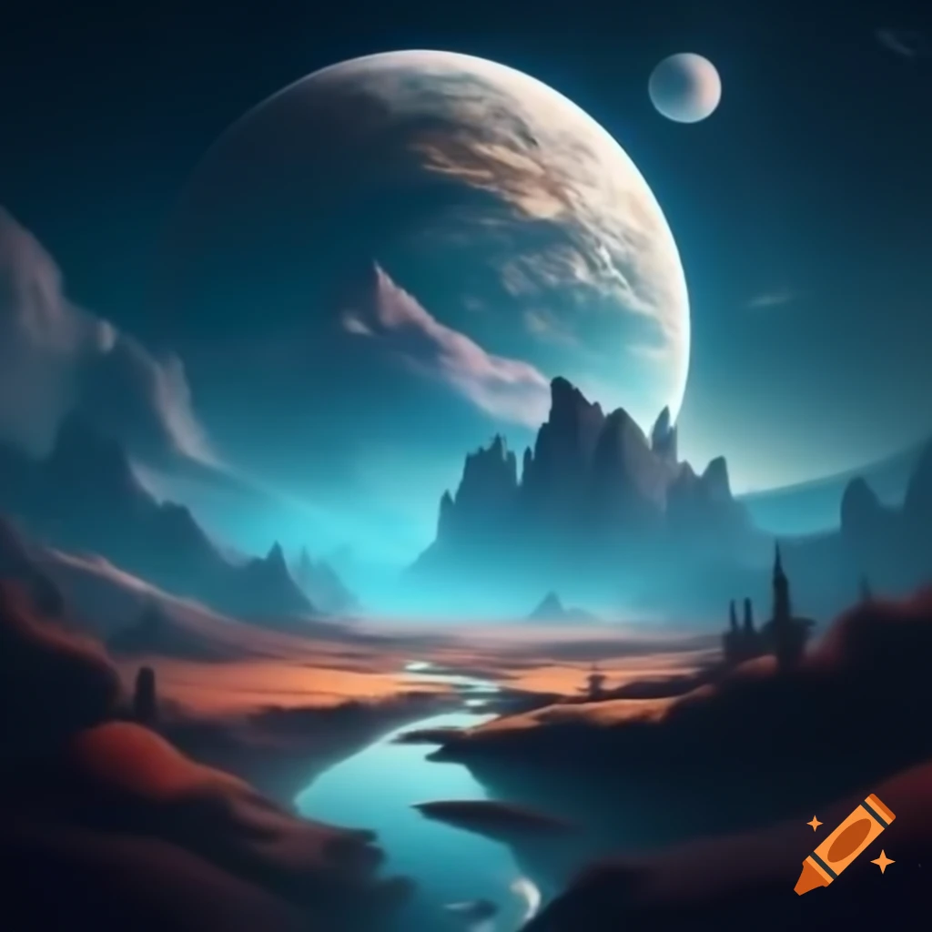 Surreal landscape with imaginative features