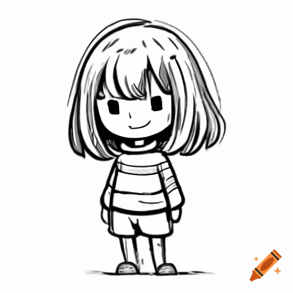 Frisk character from Undertale designed in Spanish cartoon style