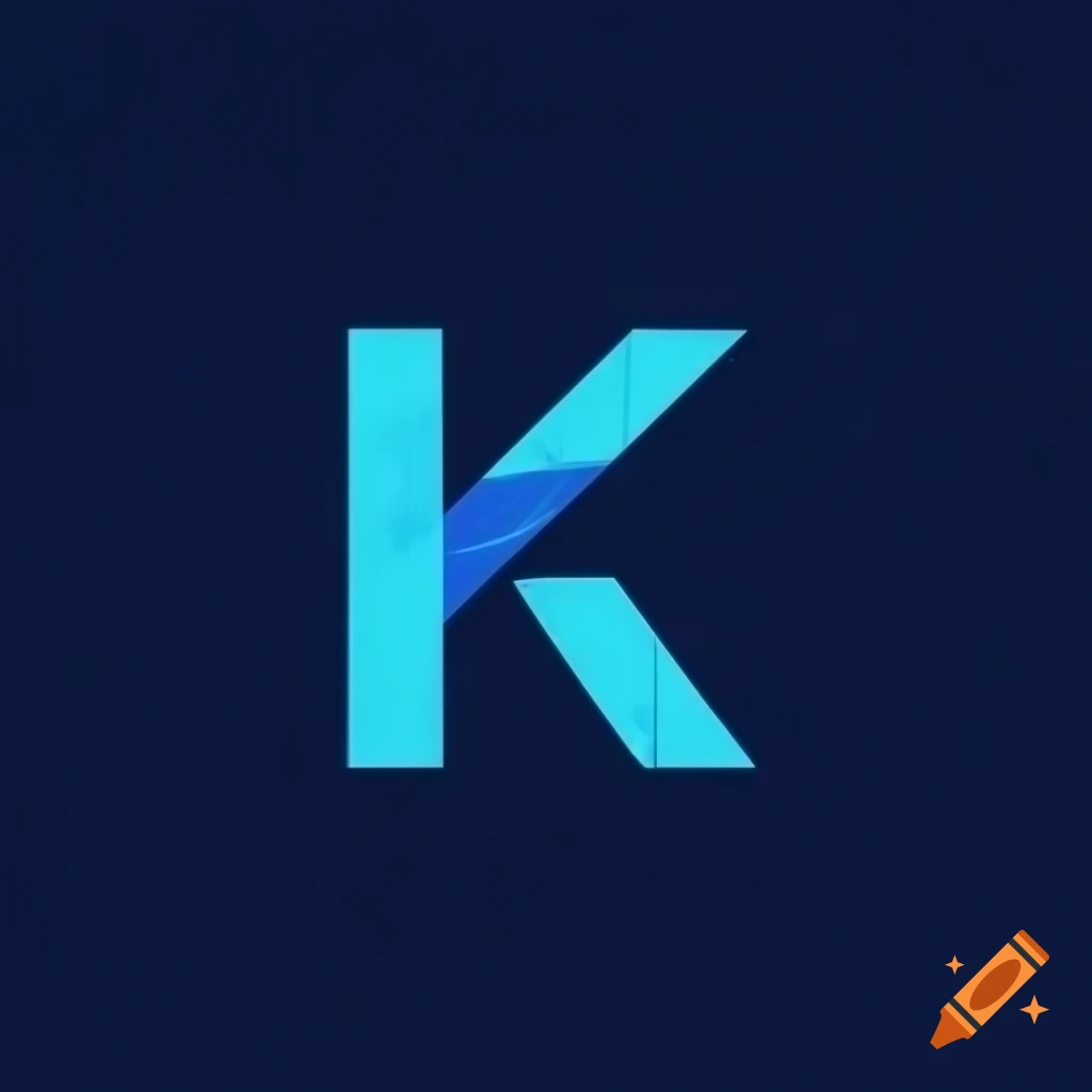 Letter K in technologic blue against dark space background