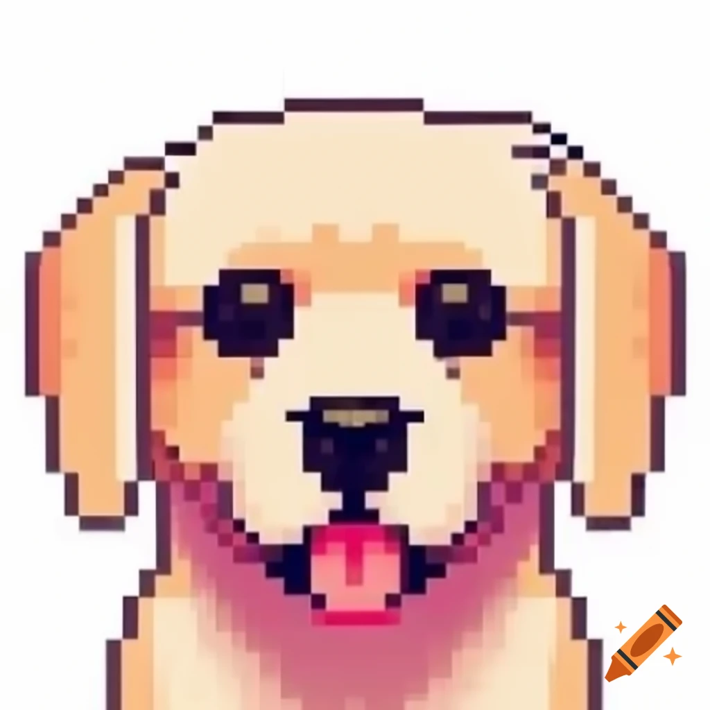 Pixel art of a dog on a white background
