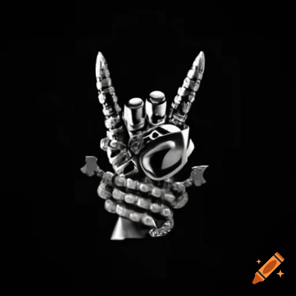 Logo for heavy metal music featuring devil horns hand with chains