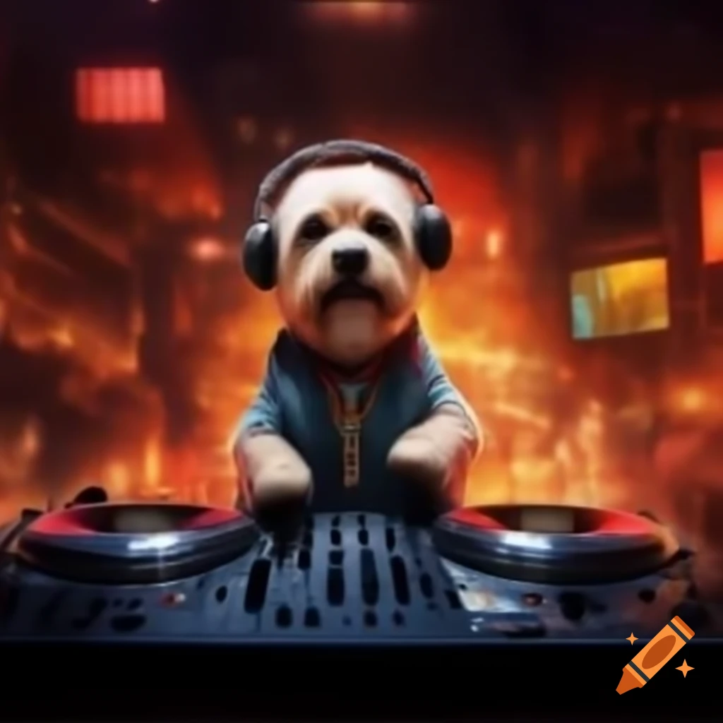 Droopy the dog as a DJ in a fun party scene