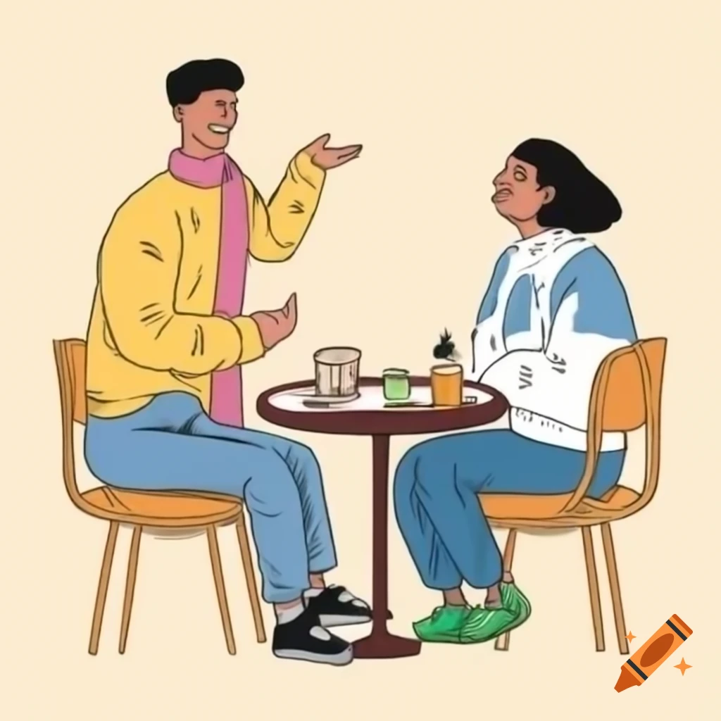 Three friends enjoying a conversation and laughter at a cafe