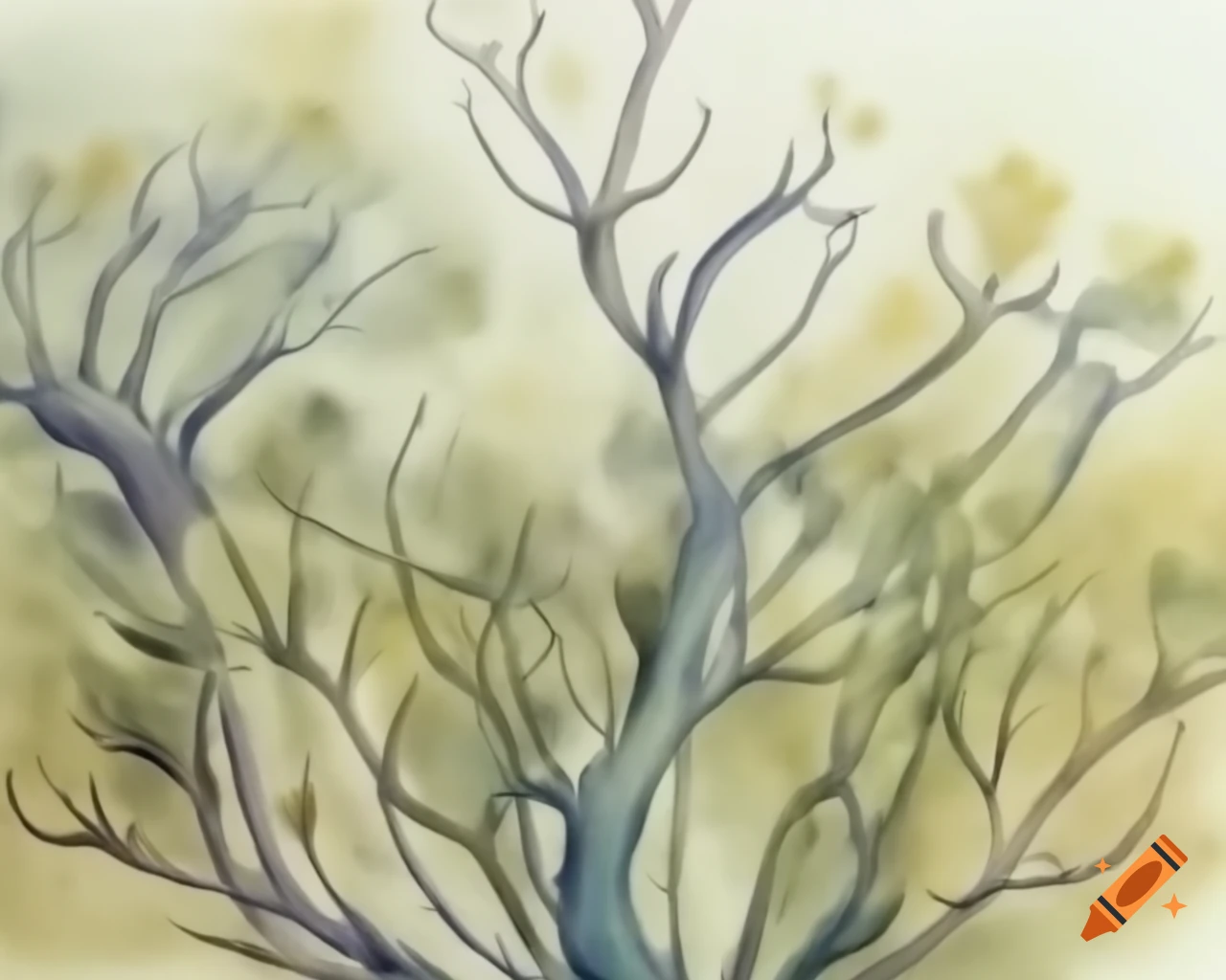 Australian bush scene in watercolor style reminiscent of Albert Namatjira