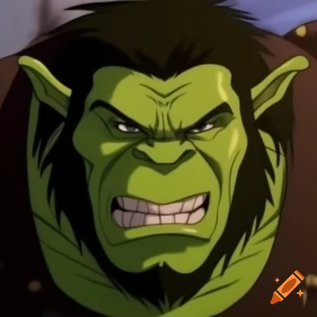 80-90's anime OVA featuring Ron Perlman as green orc with fangs