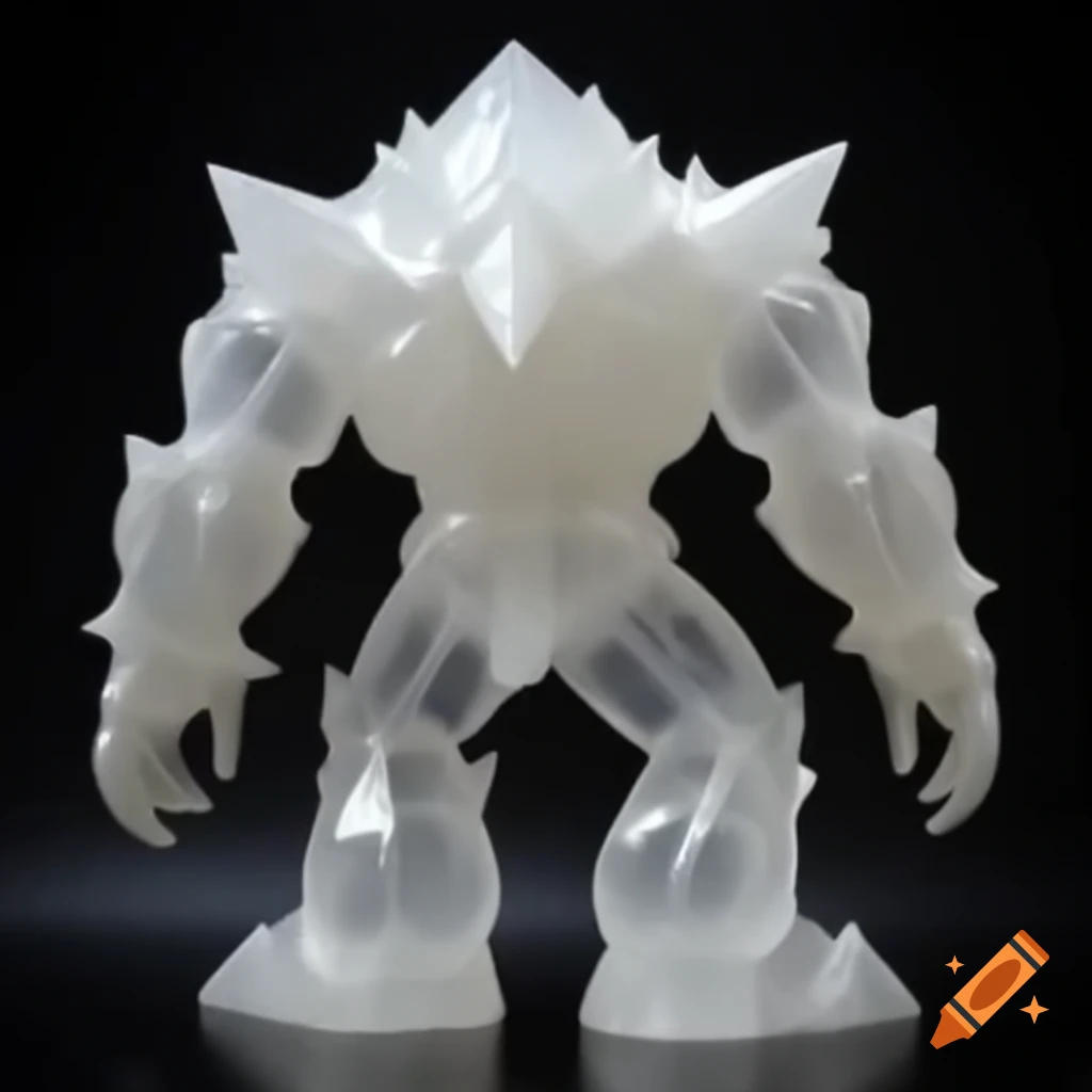 High definition image of a white quartz golem with sharp points