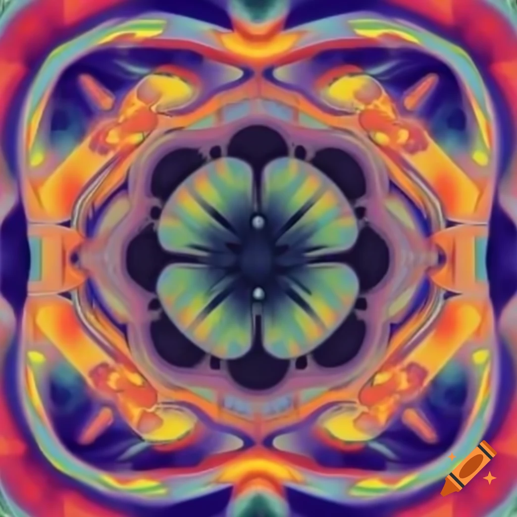 1970s psychedelic album cover with vibrant colors and abstract patterns