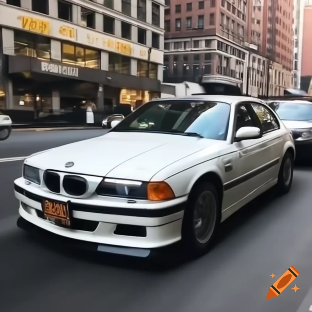 White spark car number 50 F 830 KC Alpina Saka driving on New York street