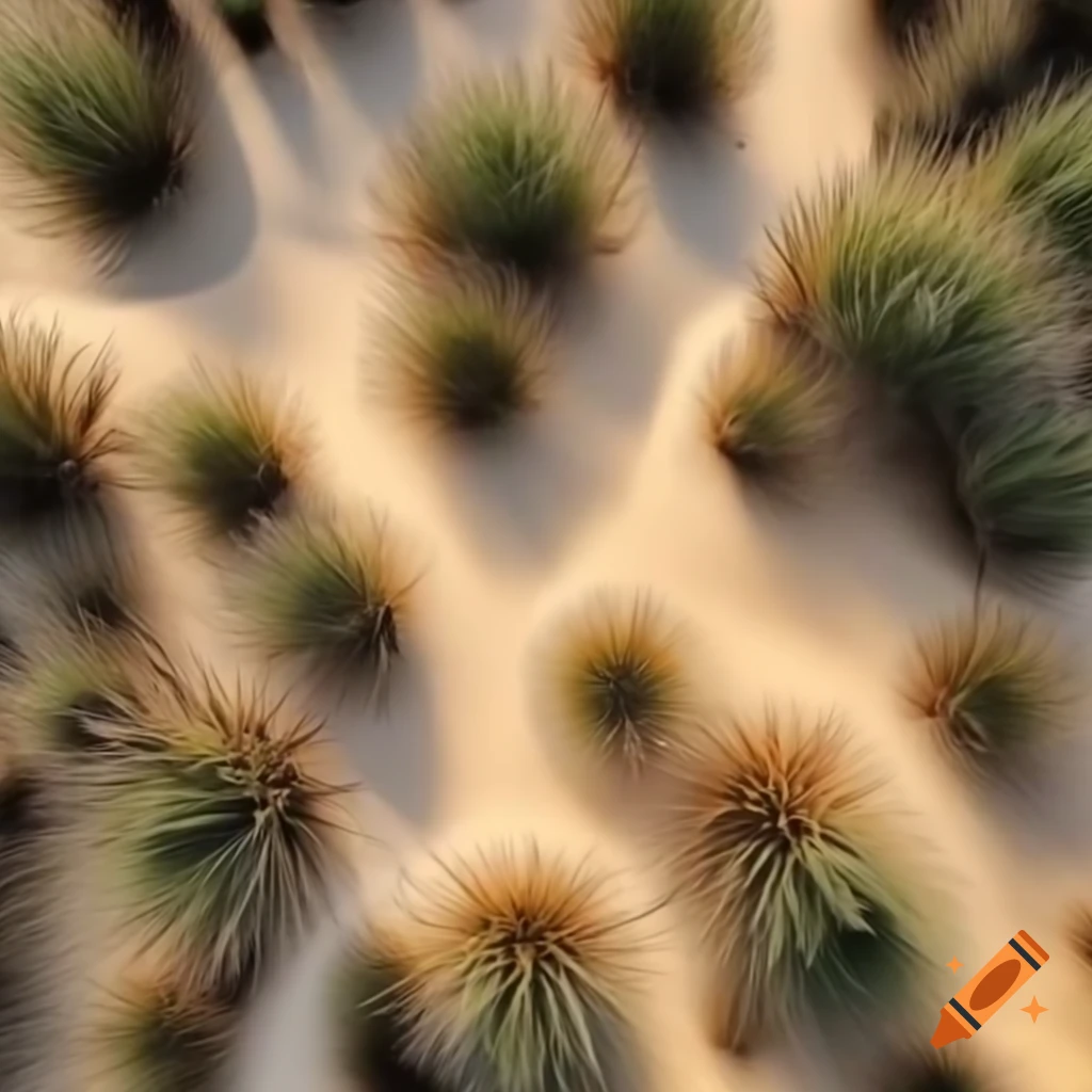 Top-down view of sandy paths through spiky vegetation, high quality