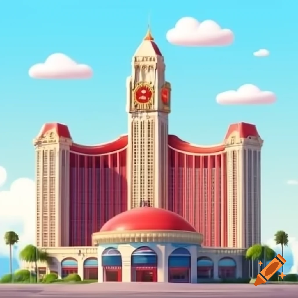 Cartoon-style casino building