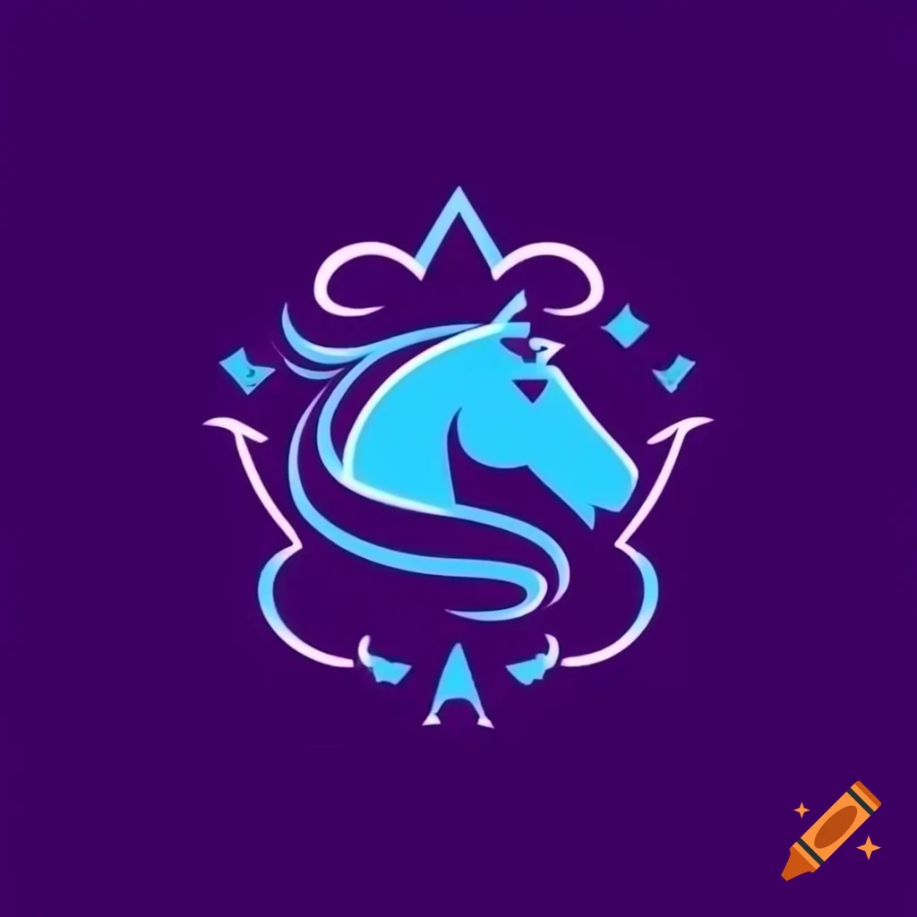 Logo design for 'Royal Girls' equestrian club in violet, gold, and blue