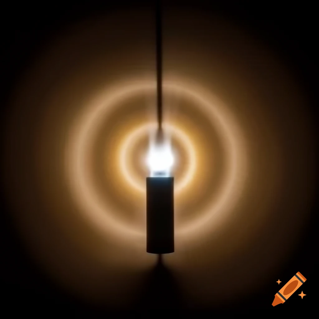 Battery emitting concentric arcs of light with sandpaper on one arc