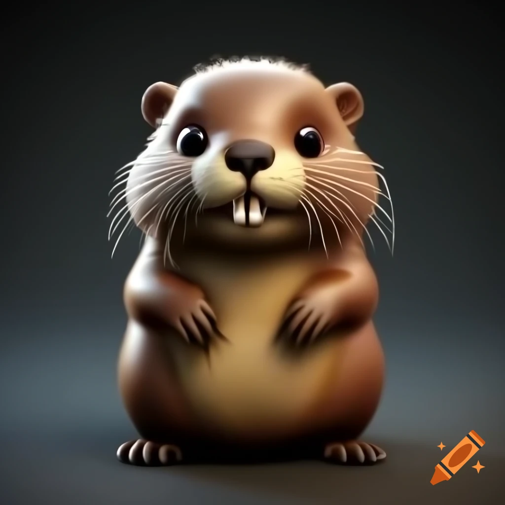 Cute beaver with golden teeth 3D model