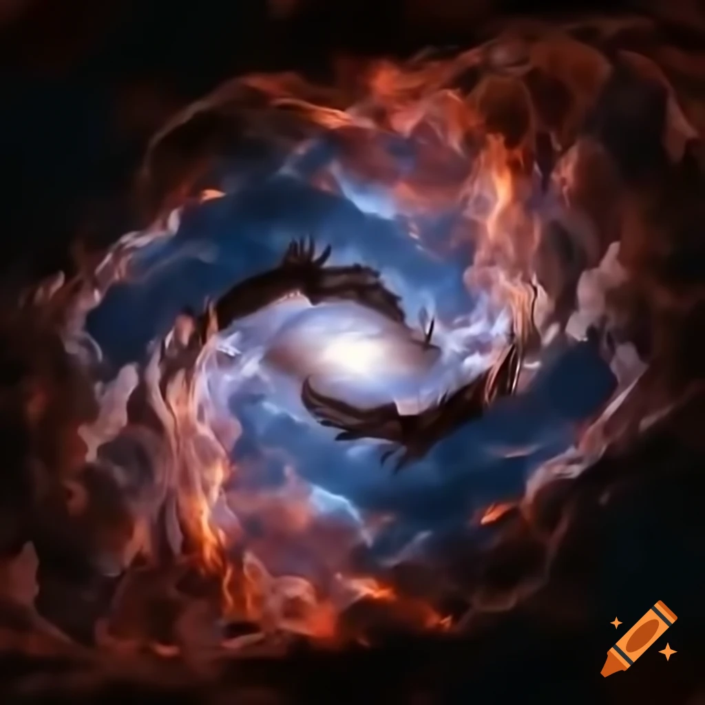 Cosmic beings Tiamat and Cthulhu in battle during Cosmic Dream War