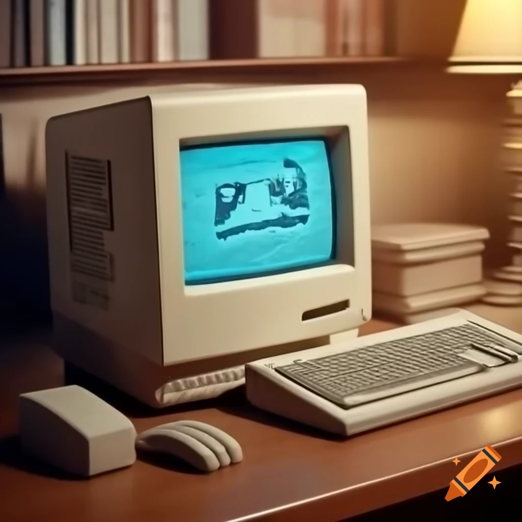 Macintosh computer displaying waiting pinwheel on System 7