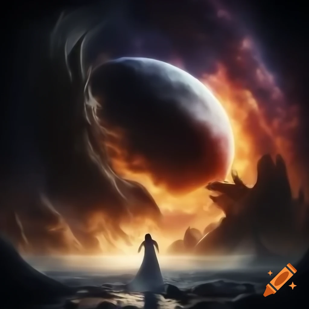 Cosmic beings Tiamat and Cthulhu in battle during Cosmic Dream War