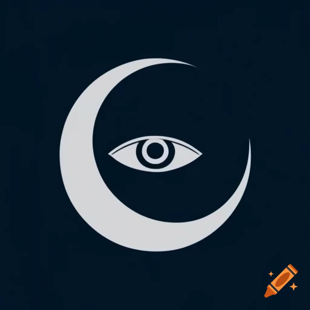 Crescent moon symbol with eye in the center