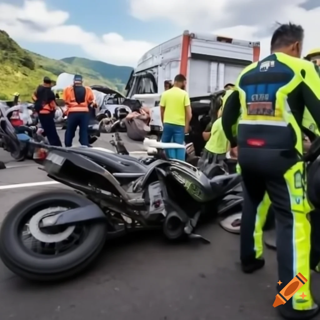 Motorcycle accident scene in Colombia