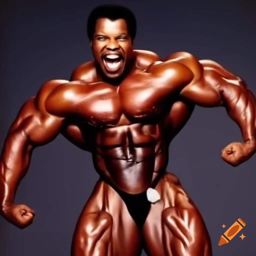 Denzel Washington with exaggerated muscular physique