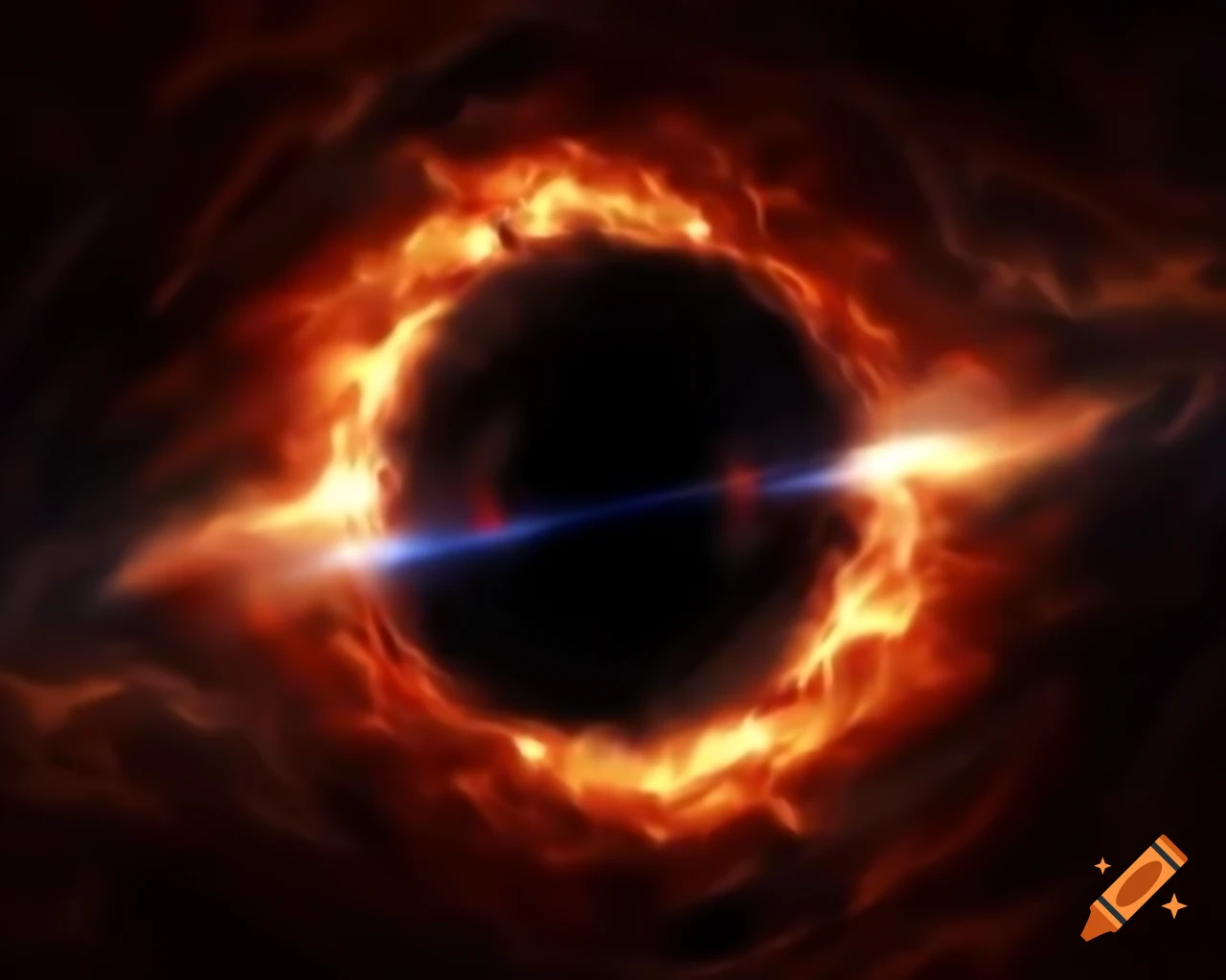 Realistic black hole in star-filled space with raytracing and anamorphic lens flare
