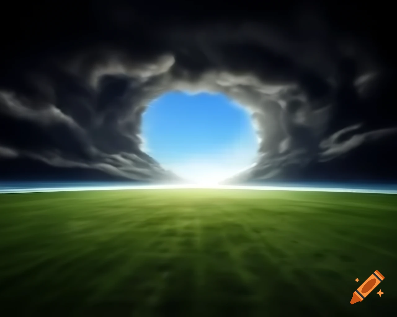 Panoramic view of wide open field in photorealistic 3D rendering