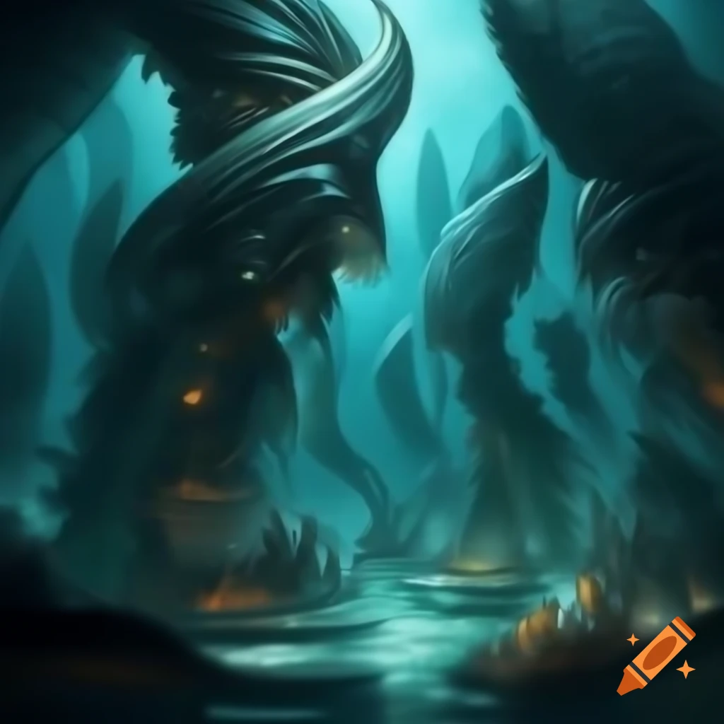 Futuristic underwater city inspired by Atlantis with sleek structures